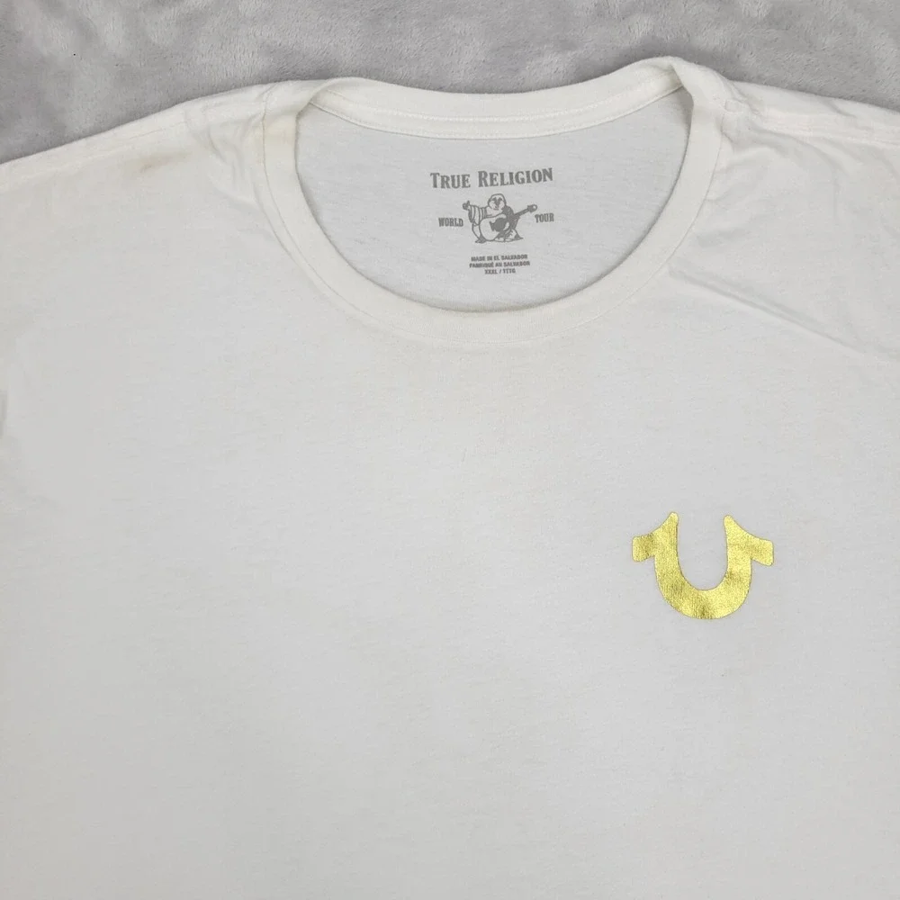 True Religion Shirt Mens XXXL‎ Basic Biker Buddha Guitar Two Sided Adult 3XL*